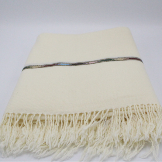 72 Fine Wool, Off-White, Premium Quality, Swati Handmade Shawl