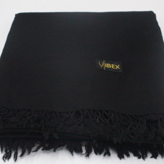 Swati Plain Black Handmade Wool Shawl