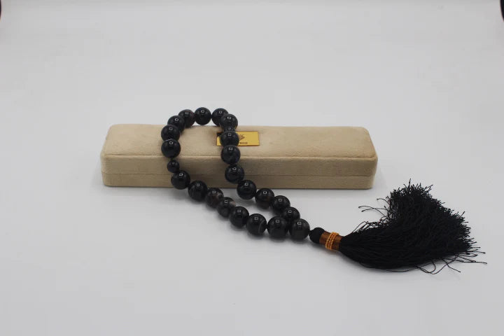 Black Aqeeq Tasbih 16 mm/17 Beads