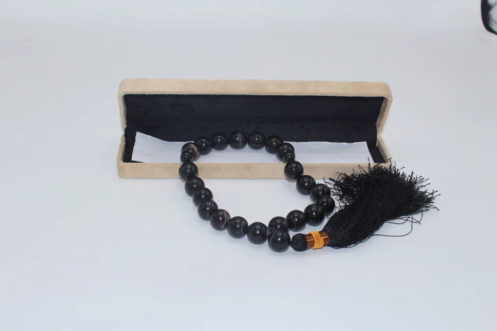 Black Aqeeq Tasbih 16 mm/17 Beads