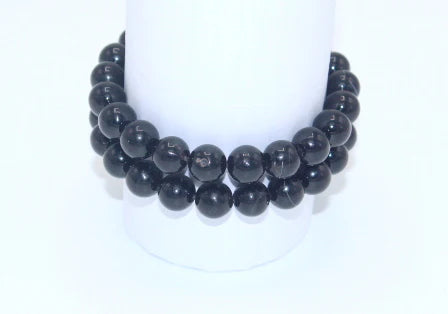 Black Aqeeq Stone Bracelet for Him and Her (16 beads, 10mm size)