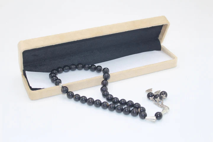 Black Aqeeq Tasbih 10mm/33 Beads